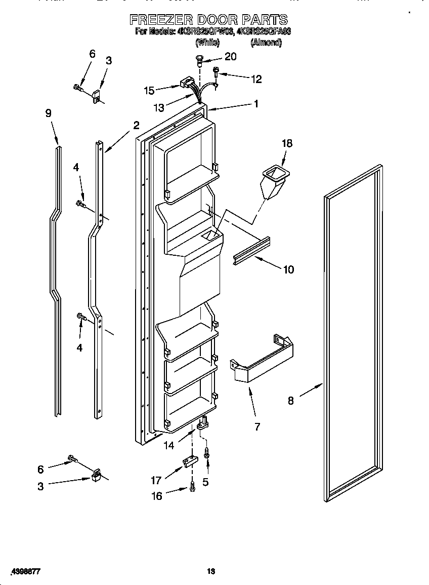 KitchenAid 4KSRS25QFA03 freezer door diagram