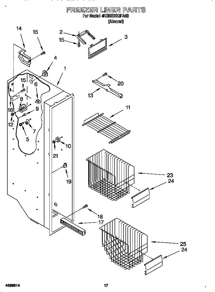 KitchenAid 4KSRS22QFA03 freezer liner diagram