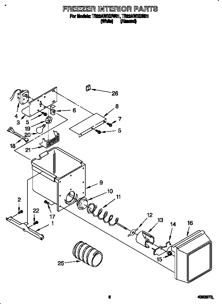 Whirlpool TS22AWXDW01 freezer interior diagram