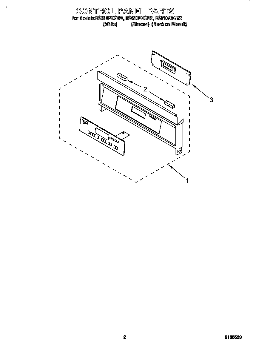 Whirlpool RS610PXGN2 control panel diagram