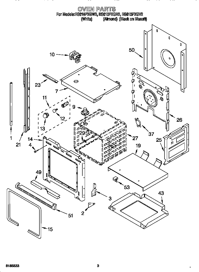 Whirlpool RS610PXGN2 oven diagram