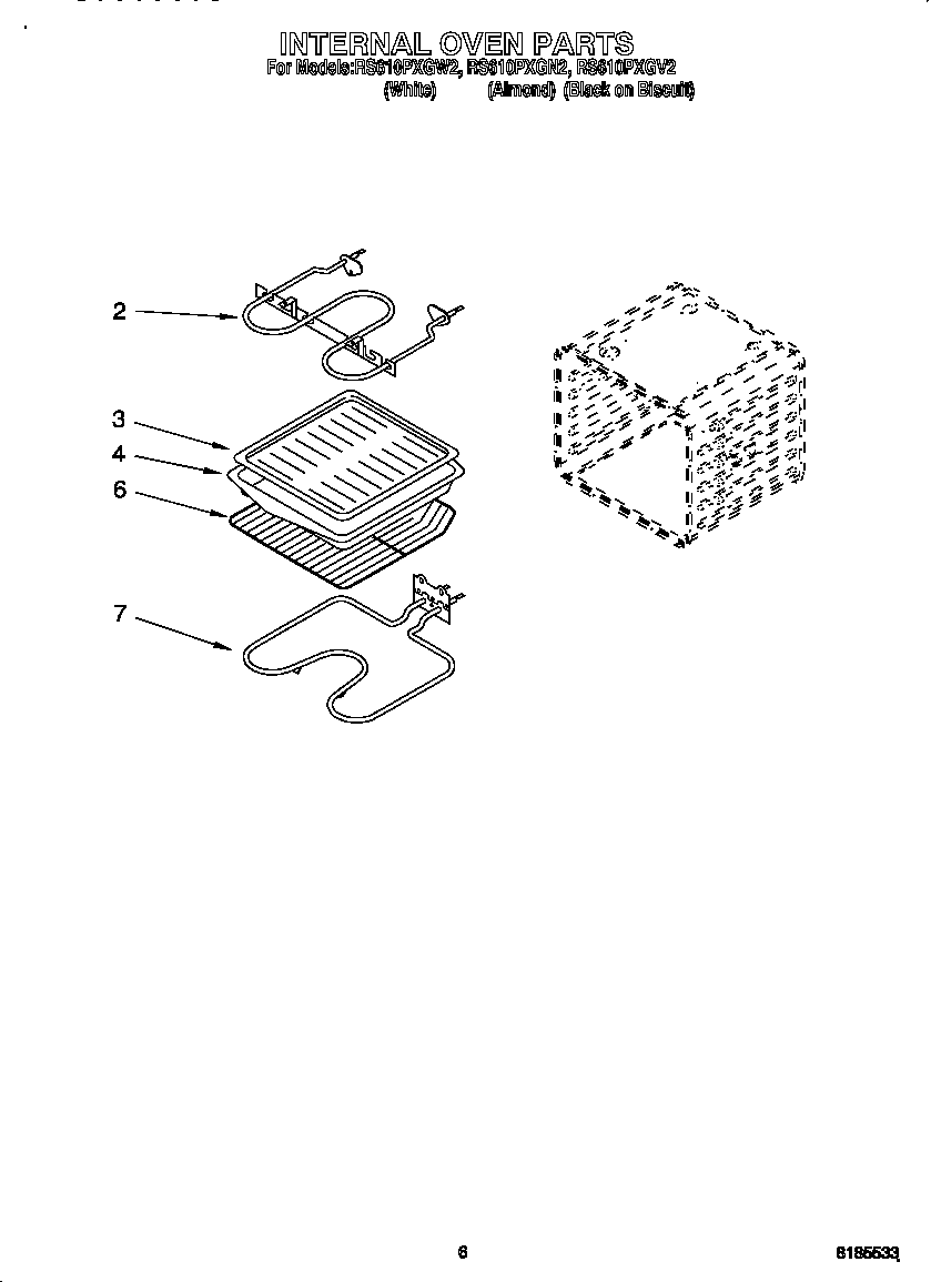Whirlpool RS610PXGN2 internal oven diagram