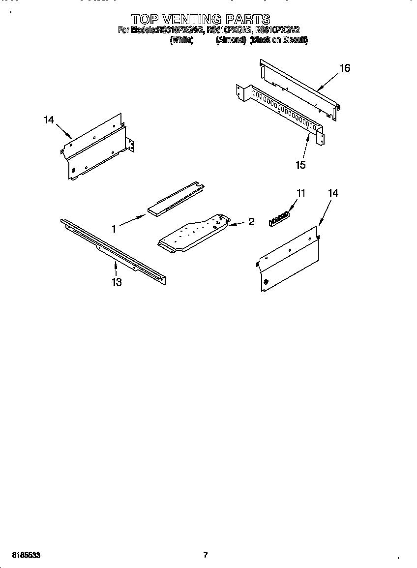Whirlpool RS610PXGN2 top venting diagram