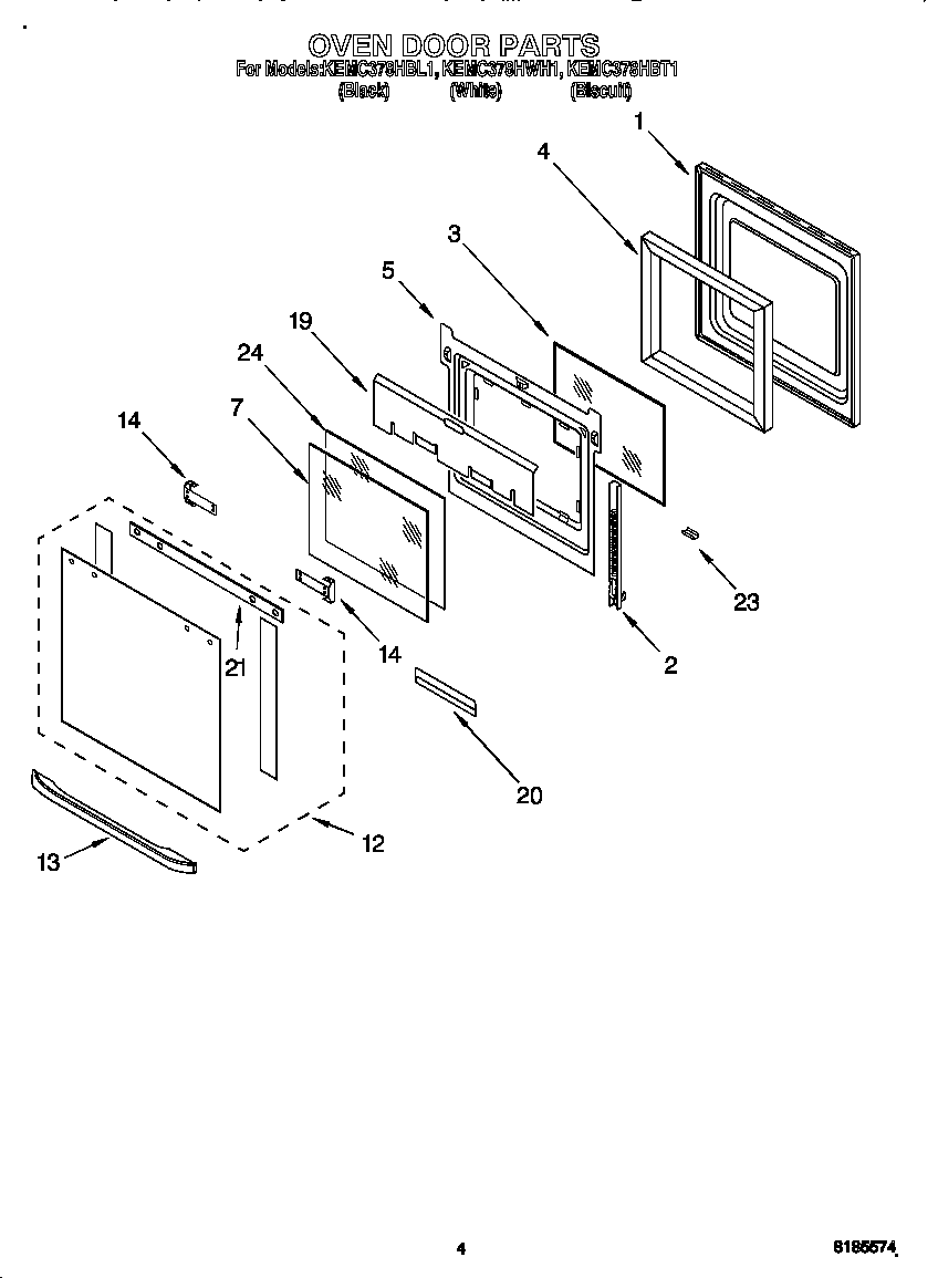 KitchenAid KEMC378HBT1 oven door diagram