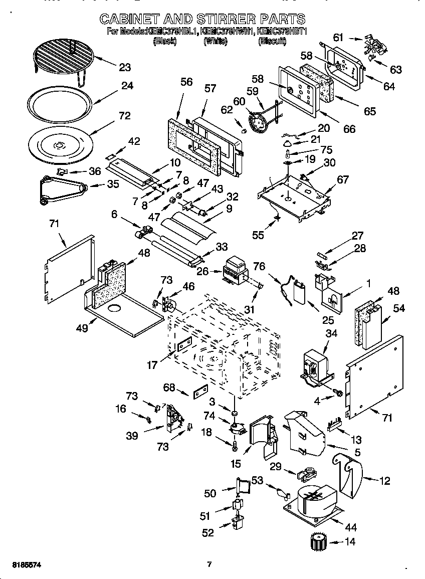 KitchenAid KEMC378HBT1 cabinet and stirrer diagram