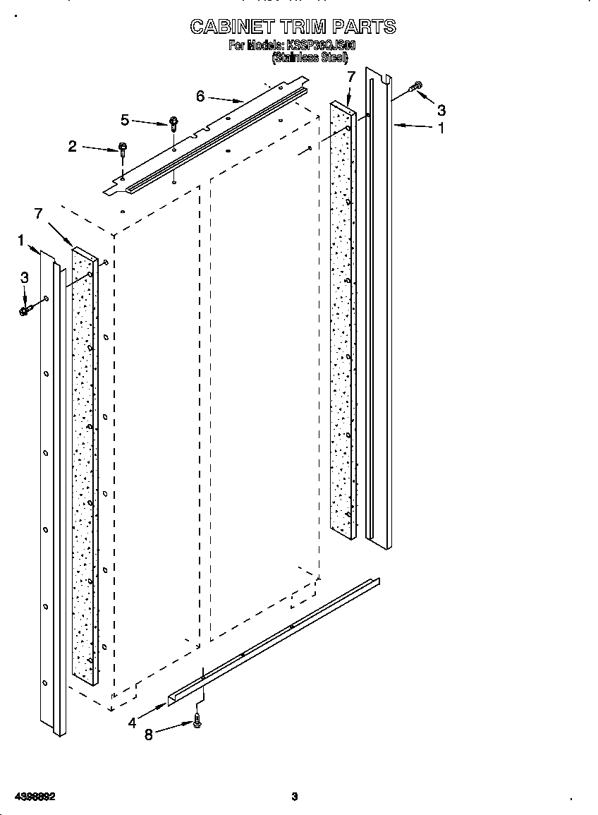 KitchenAid KSSP36QJS00 cabinet trim diagram