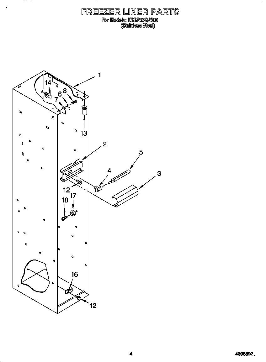 KitchenAid KSSP36QJS00 freezer liner diagram