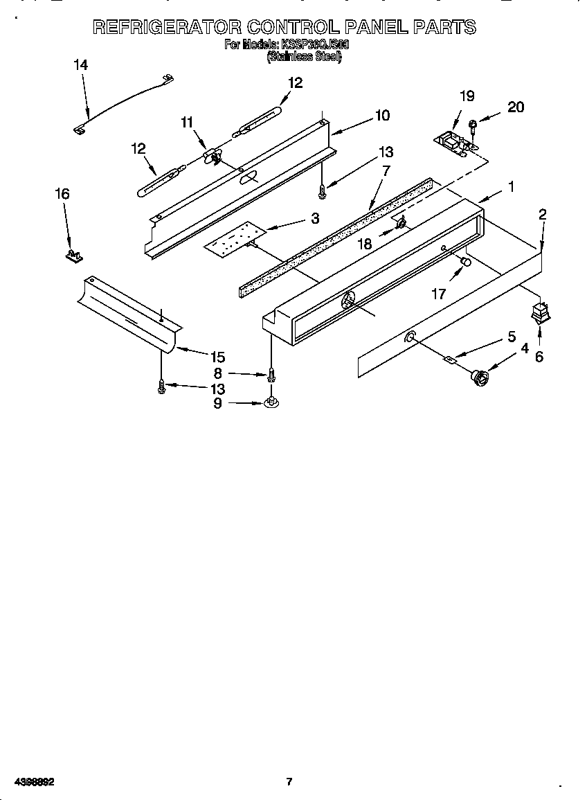 KitchenAid KSSP36QJS00 refrigerator control panel diagram
