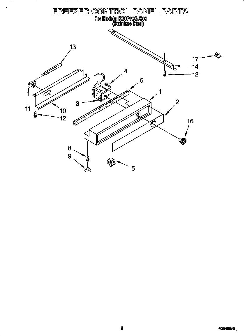 KitchenAid KSSP36QJS00 freezer control panel diagram