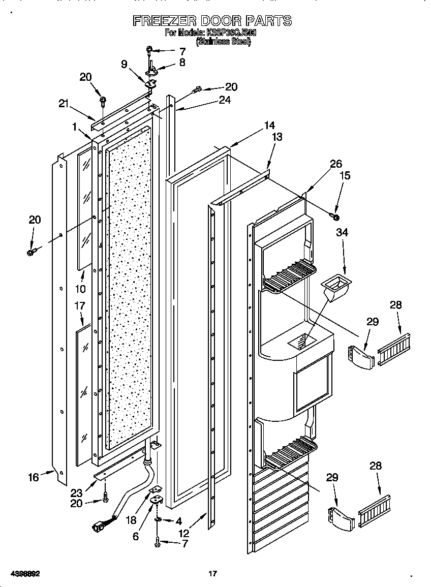 KitchenAid KSSP36QJS00 freezer door diagram