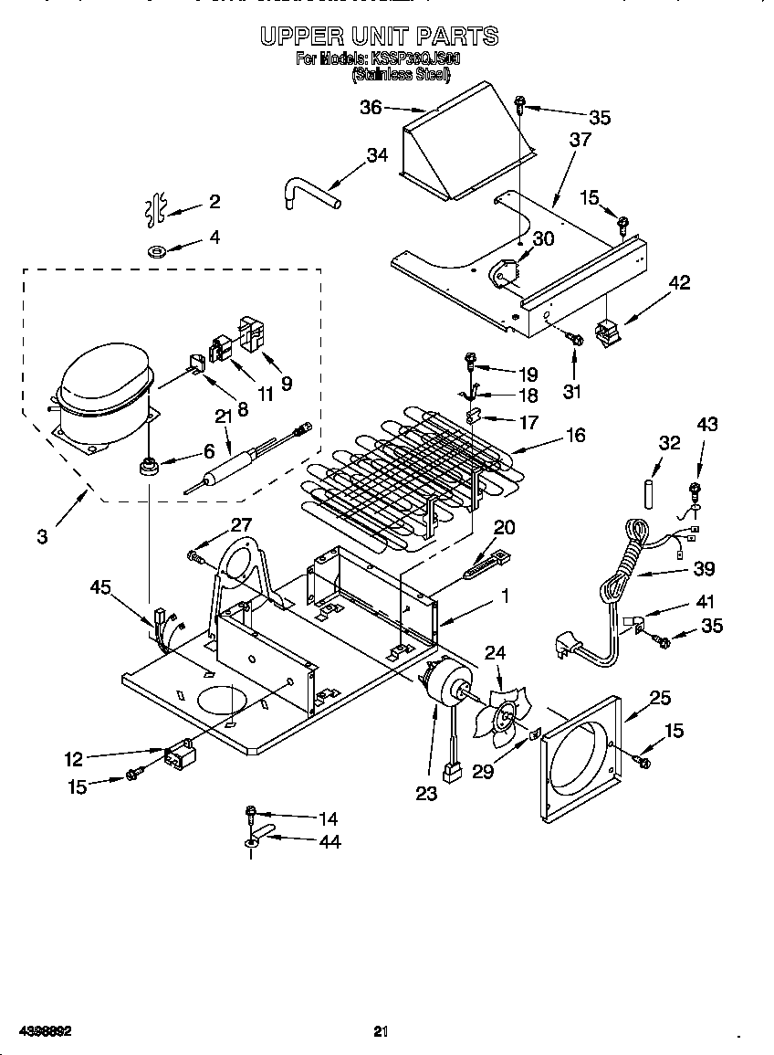 KitchenAid KSSP36QJS00 upper unit diagram