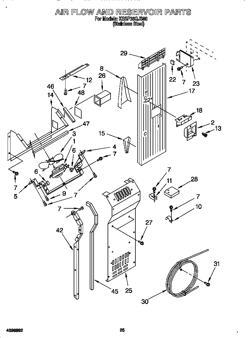 KitchenAid KSSP36QJS00 air flow and reservoir diagram