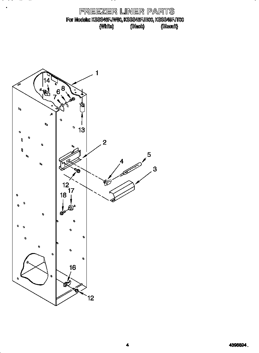 KitchenAid KSSS48FJB00 freezer liner diagram
