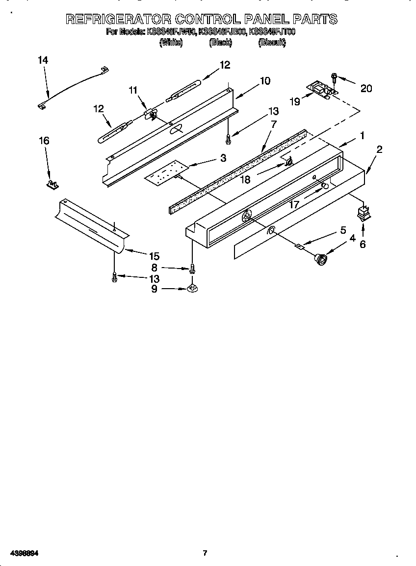 KitchenAid KSSS48FJB00 refrigerator control panel diagram