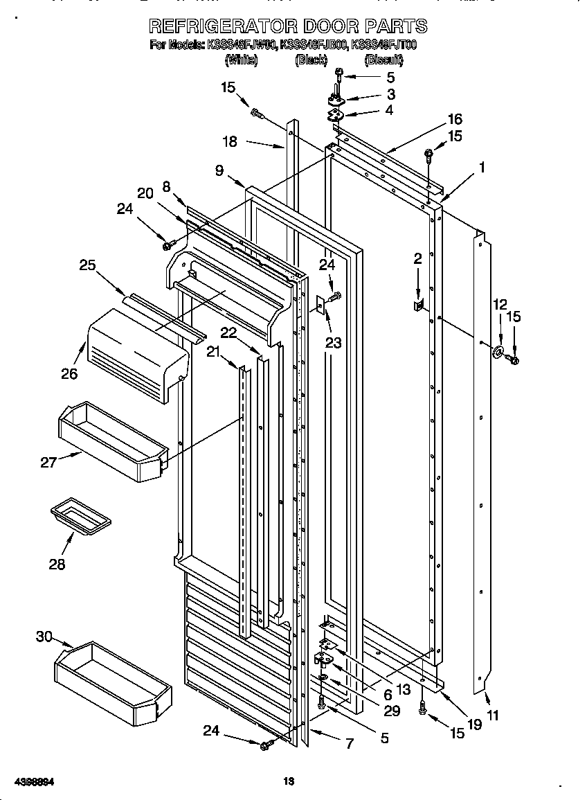 KitchenAid KSSS48FJB00 refrigerator door diagram