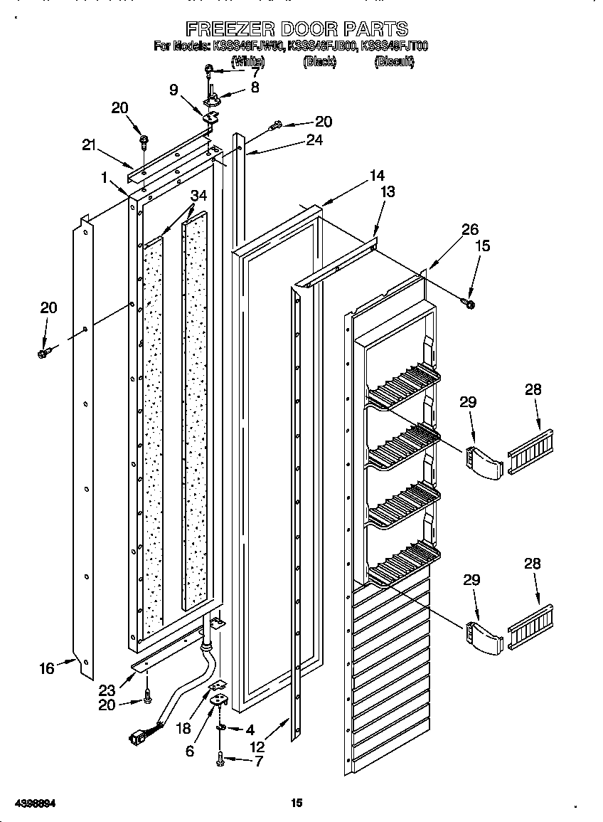 KitchenAid KSSS48FJB00 freezer door diagram