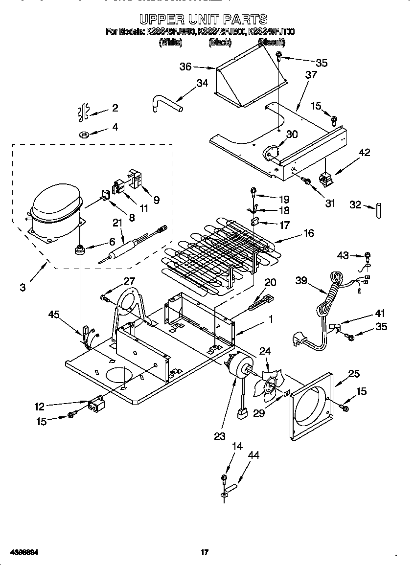 KitchenAid KSSS48FJB00 upper unit diagram