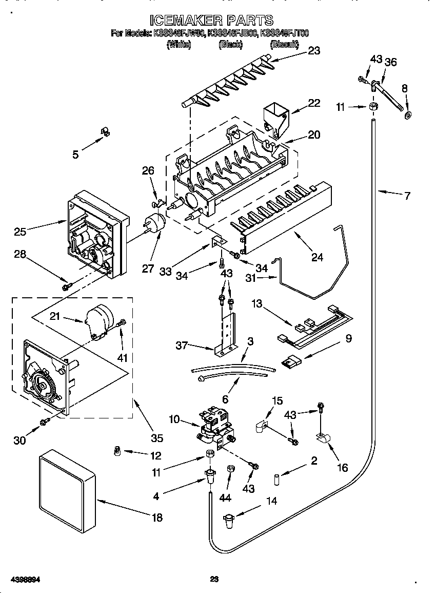 KitchenAid KSSS48FJB00 ice maker diagram