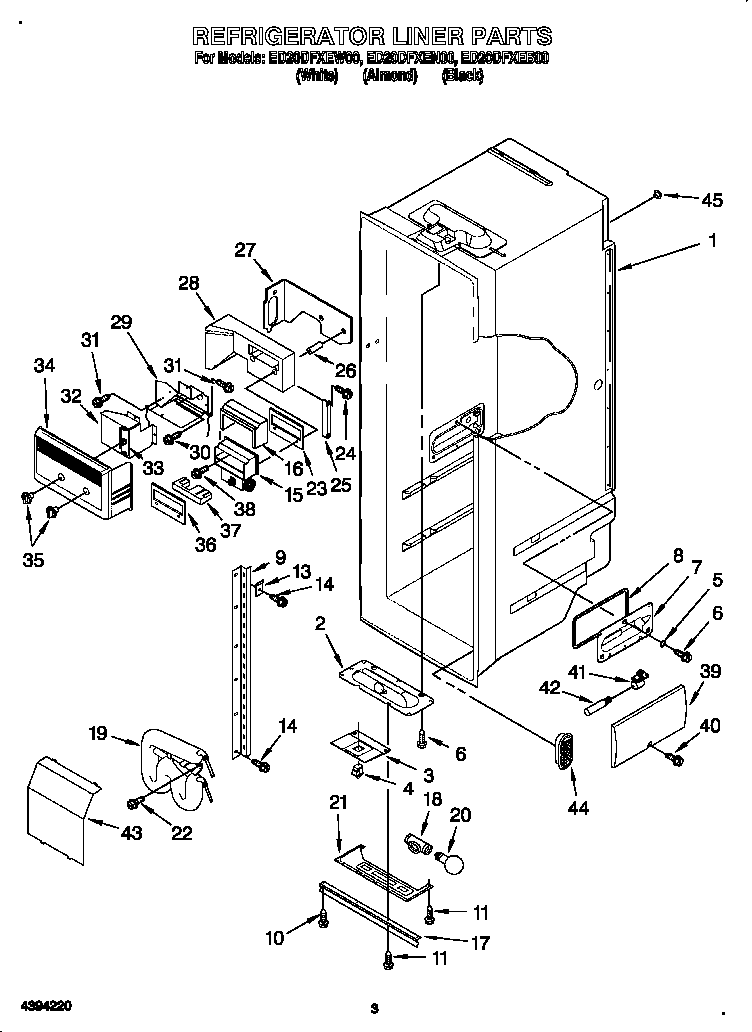 Whirlpool ED20DFXEN00 refrigerator liner diagram