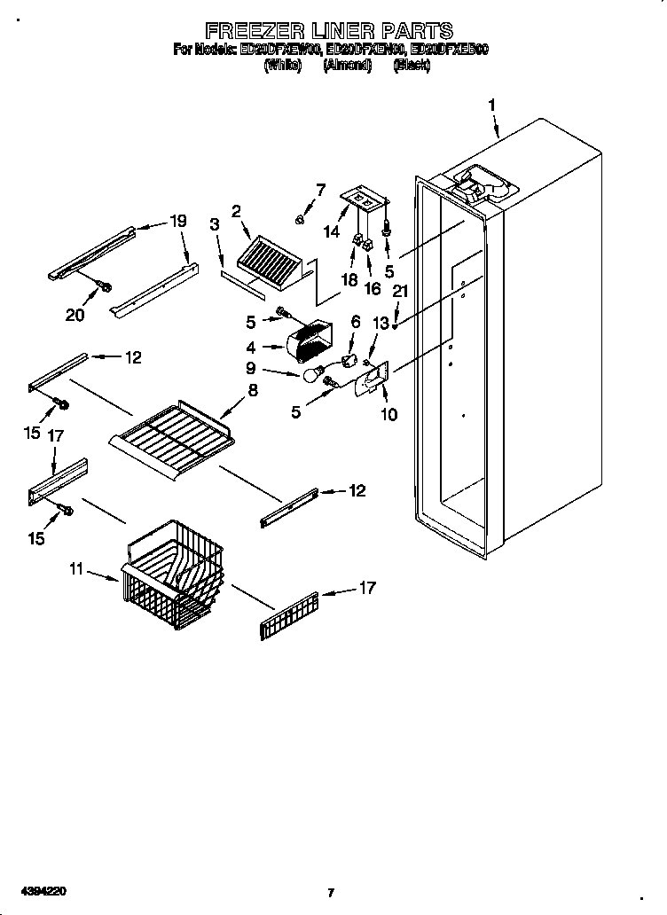 Whirlpool ED20DFXEN00 freezer liner diagram