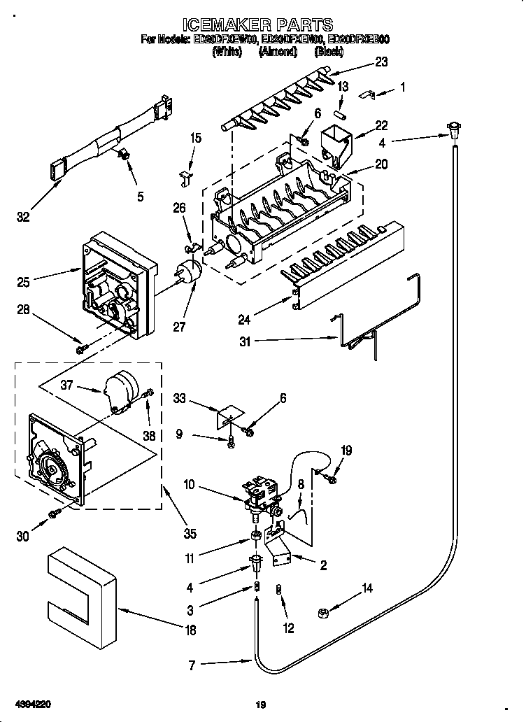 Whirlpool ED20DFXEN00 icemaker diagram