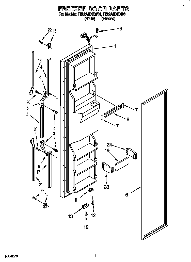 Whirlpool TS22AQXEN00 freezer door diagram