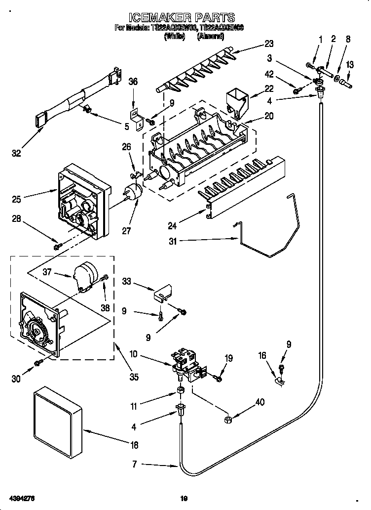 Whirlpool TS22AQXEN00 icemaker diagram