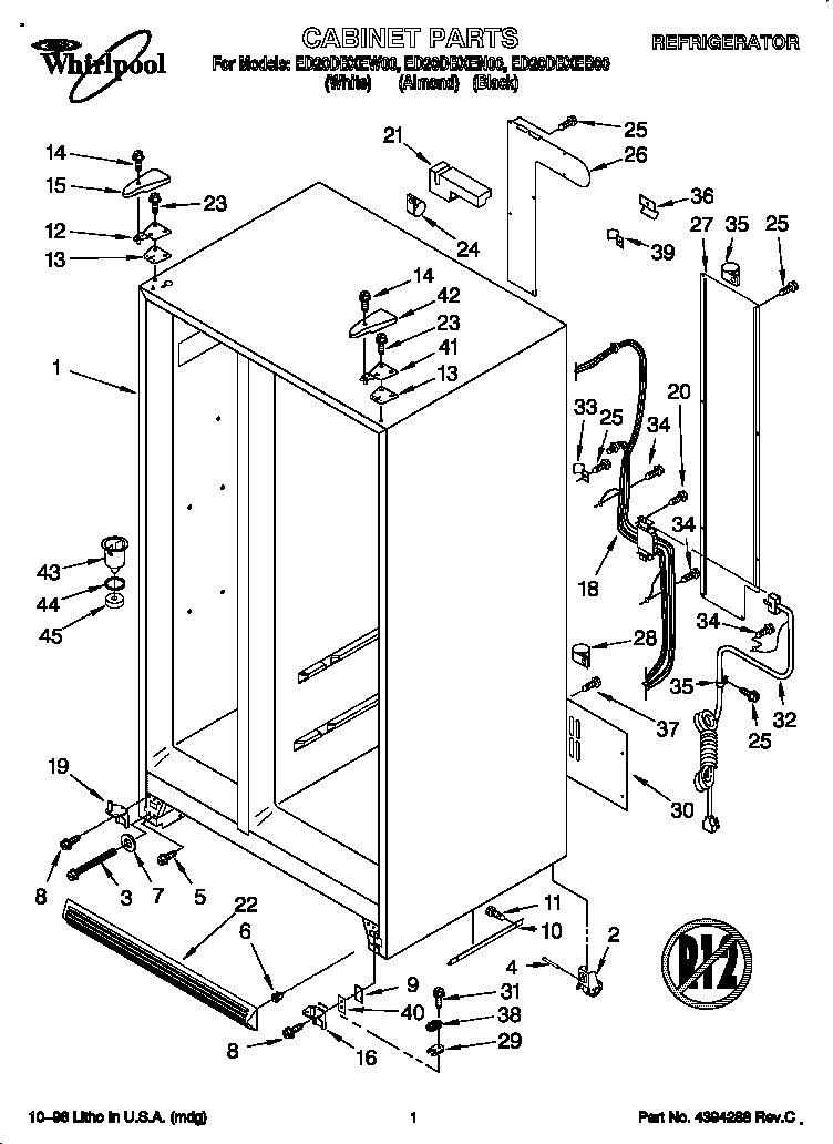 Whirlpool ED20DBXEB00 cabinet diagram