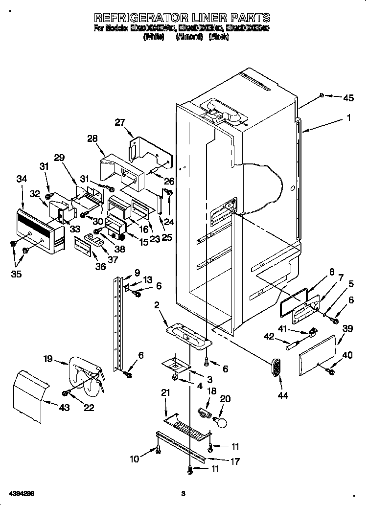 Whirlpool ED20DBXEB00 refrigerator liner diagram