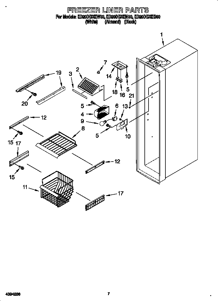 Whirlpool ED20DBXEB00 freezer liner diagram