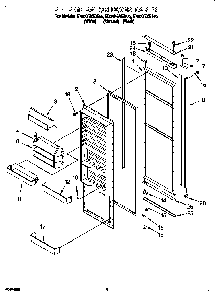 Whirlpool ED20DBXEB00 refrigerator door diagram
