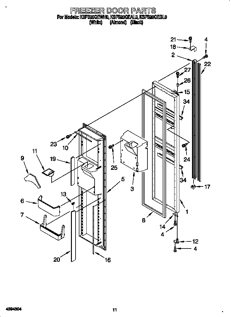 KitchenAid KSFS20QEBL0 freezer door diagram