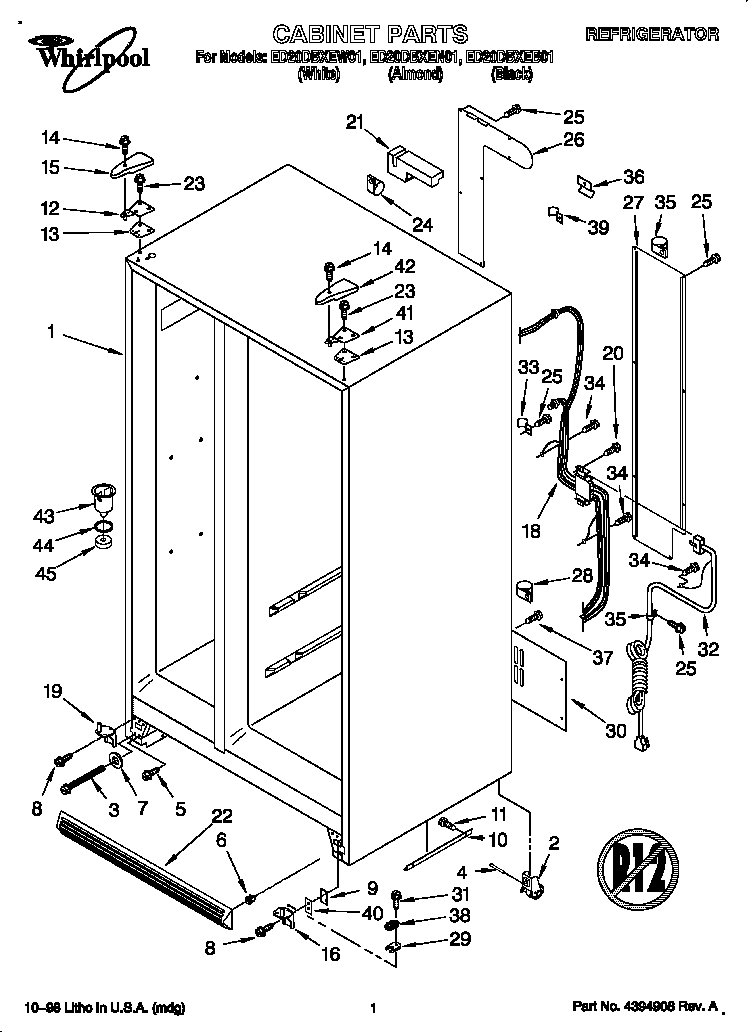 Whirlpool ED20DBXEW01 cabinet diagram
