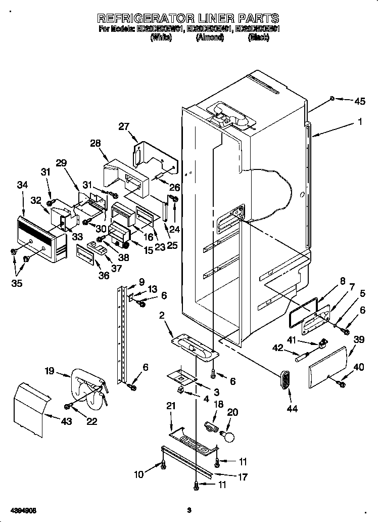 Whirlpool ED20DBXEW01 refrigerator liner diagram