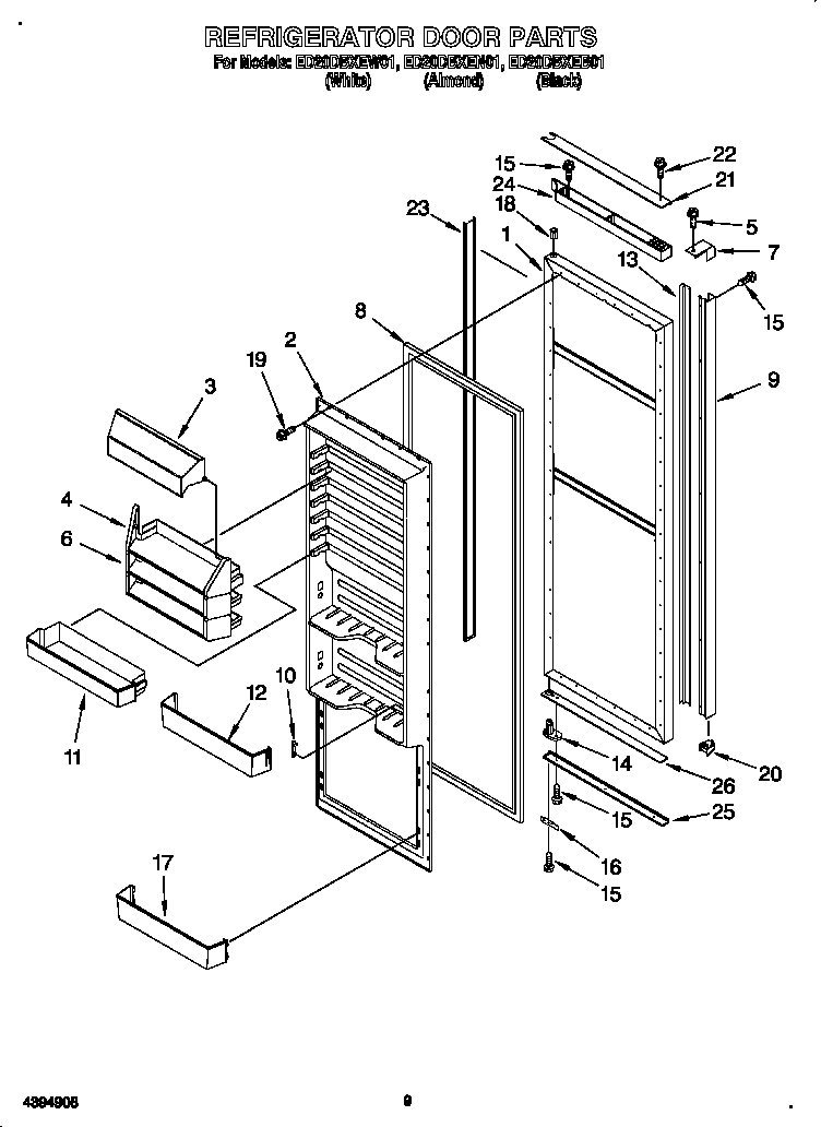 Whirlpool ED20DBXEW01 refrigerator door diagram
