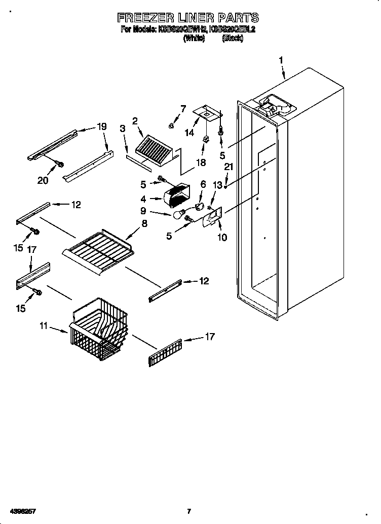 KitchenAid KSBS20QEBL2 freezer liner diagram