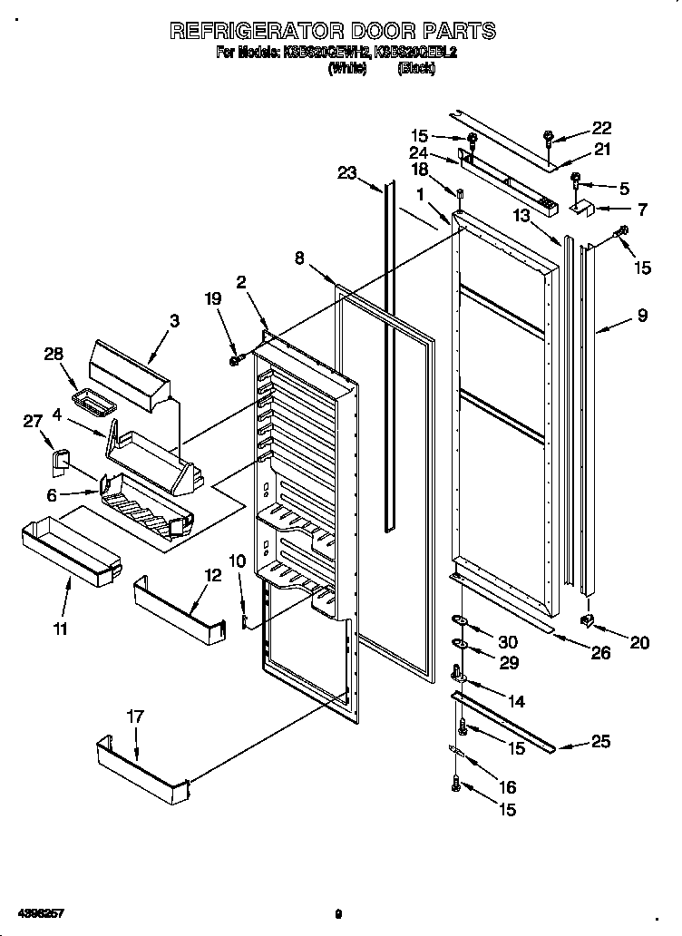 KitchenAid KSBS20QEBL2 refrigerator door diagram