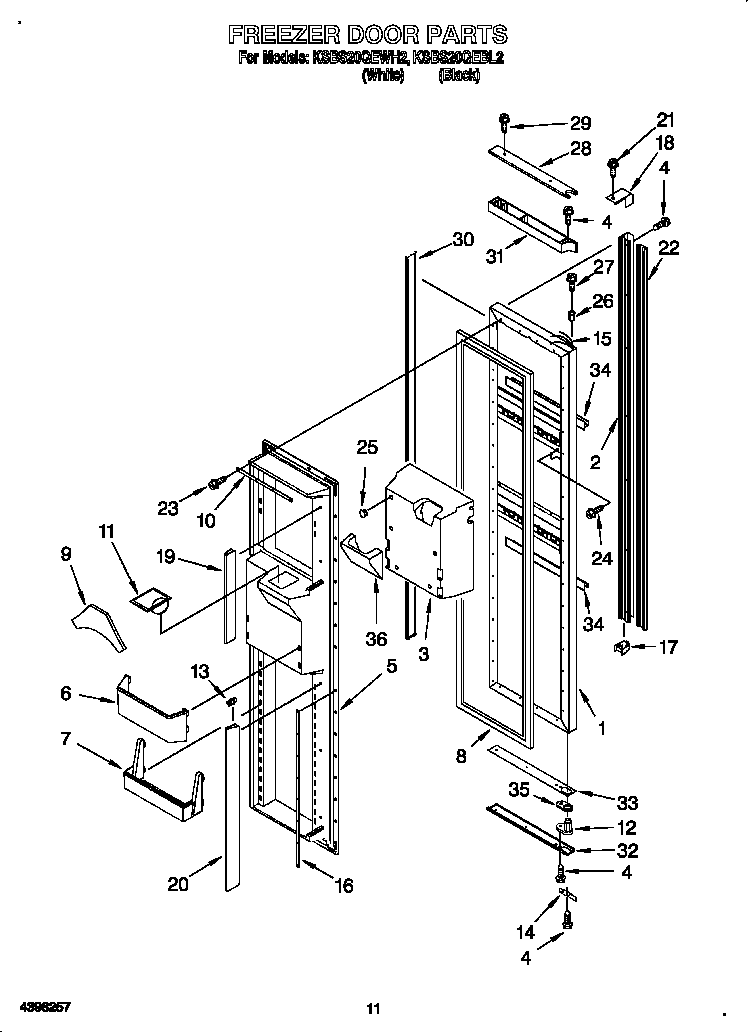 KitchenAid KSBS20QEBL2 freezer door diagram