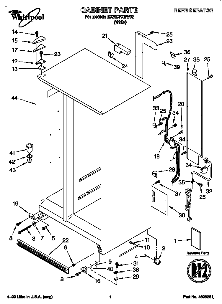 Whirlpool ED20DFXEW02 cabinet diagram