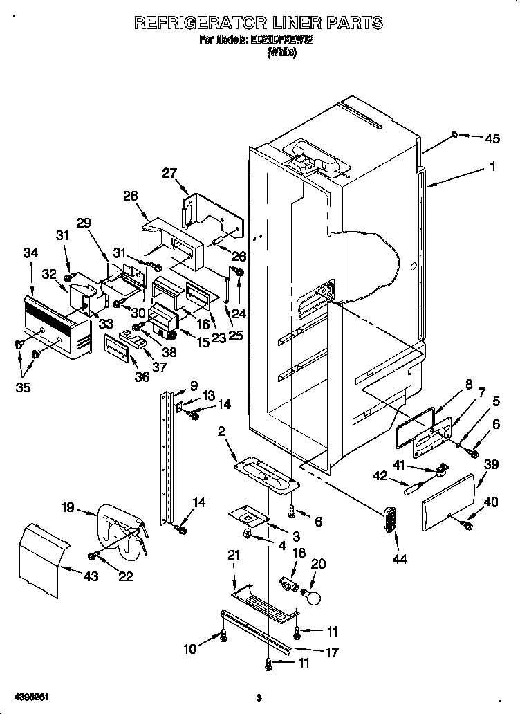 Whirlpool ED20DFXEW02 refrigerator liner diagram