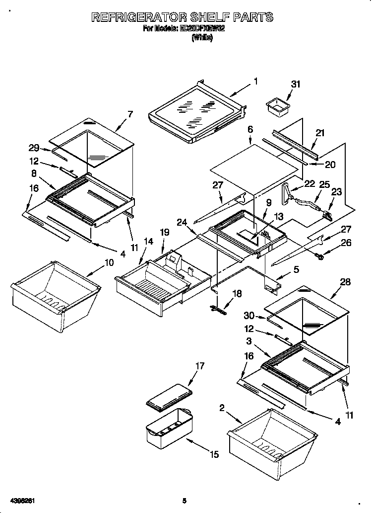 Whirlpool ED20DFXEW02 refrigerator shelf diagram