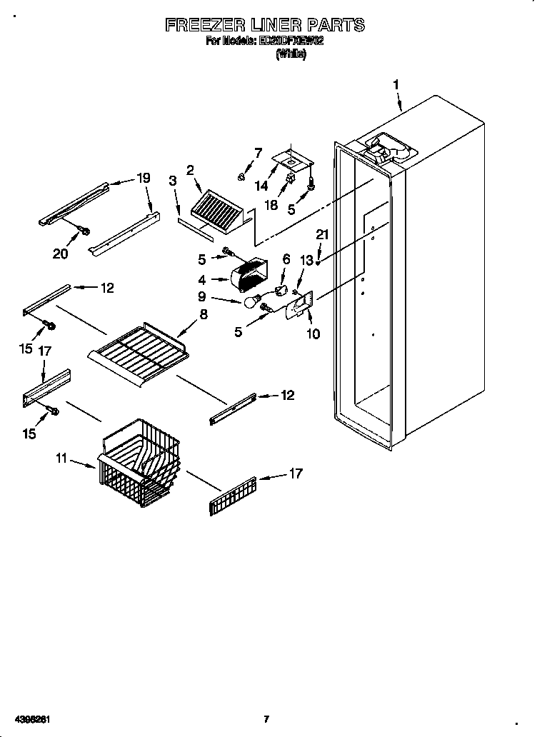 Whirlpool ED20DFXEW02 freezer liner diagram