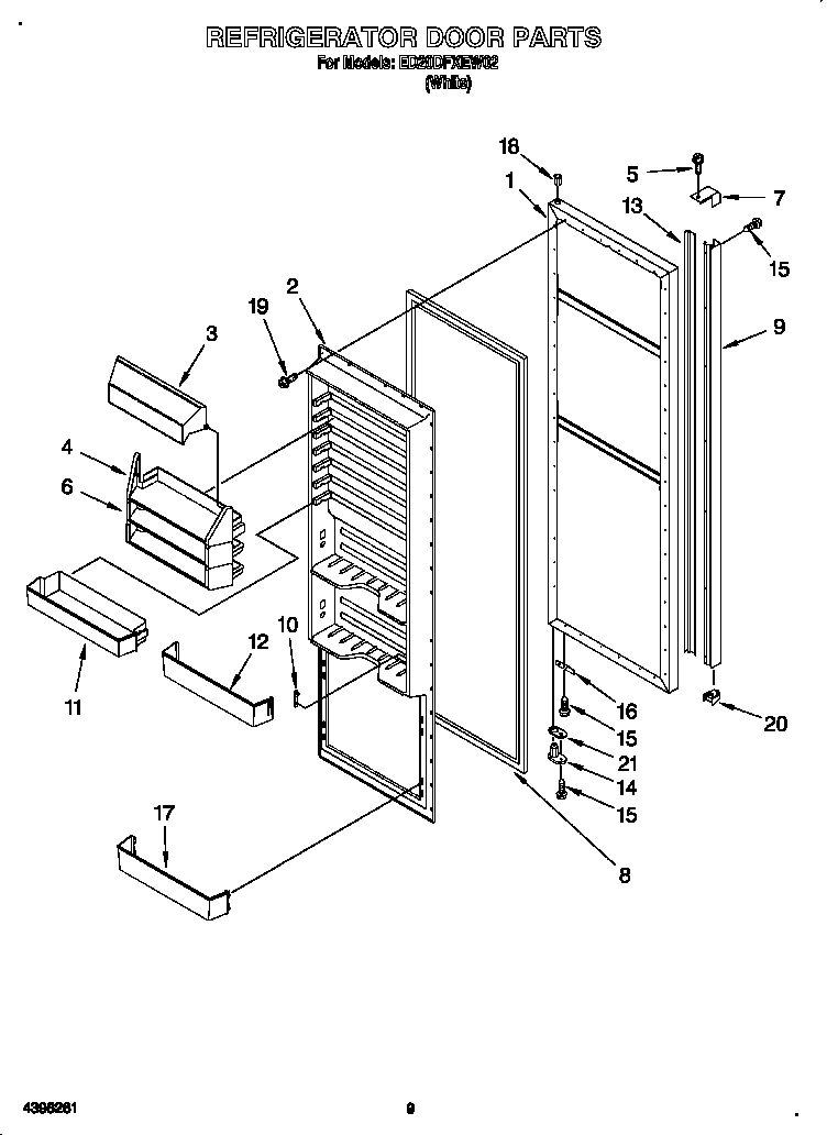 Whirlpool ED20DFXEW02 refrigerator door diagram