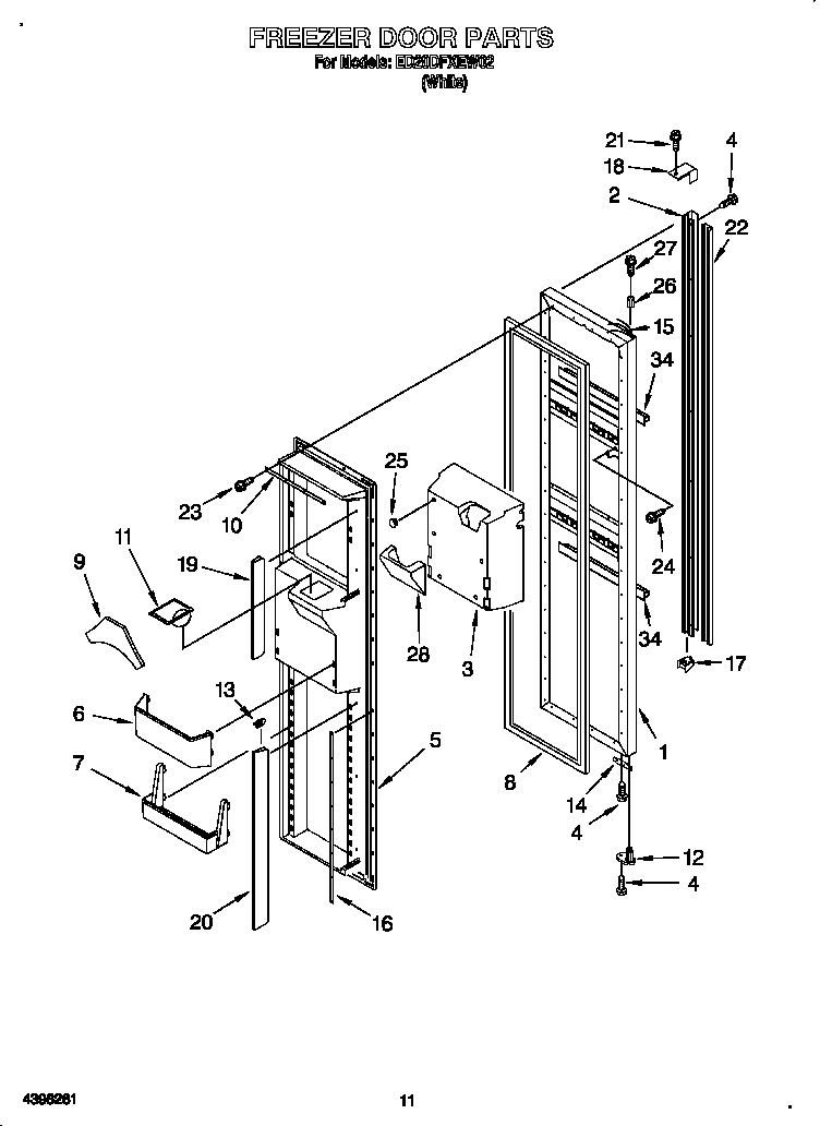 Whirlpool ED20DFXEW02 freezer door diagram