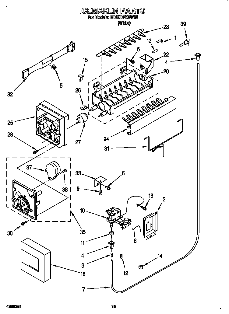 Whirlpool ED20DFXEW02 ice maker diagram