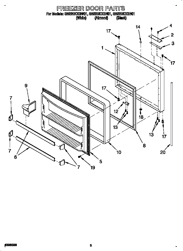 Whirlpool GB22DKXGB01 freezer door diagram