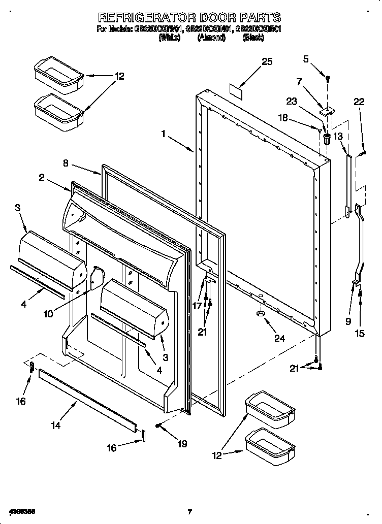 Whirlpool GB22DKXGB01 refrigerator door diagram