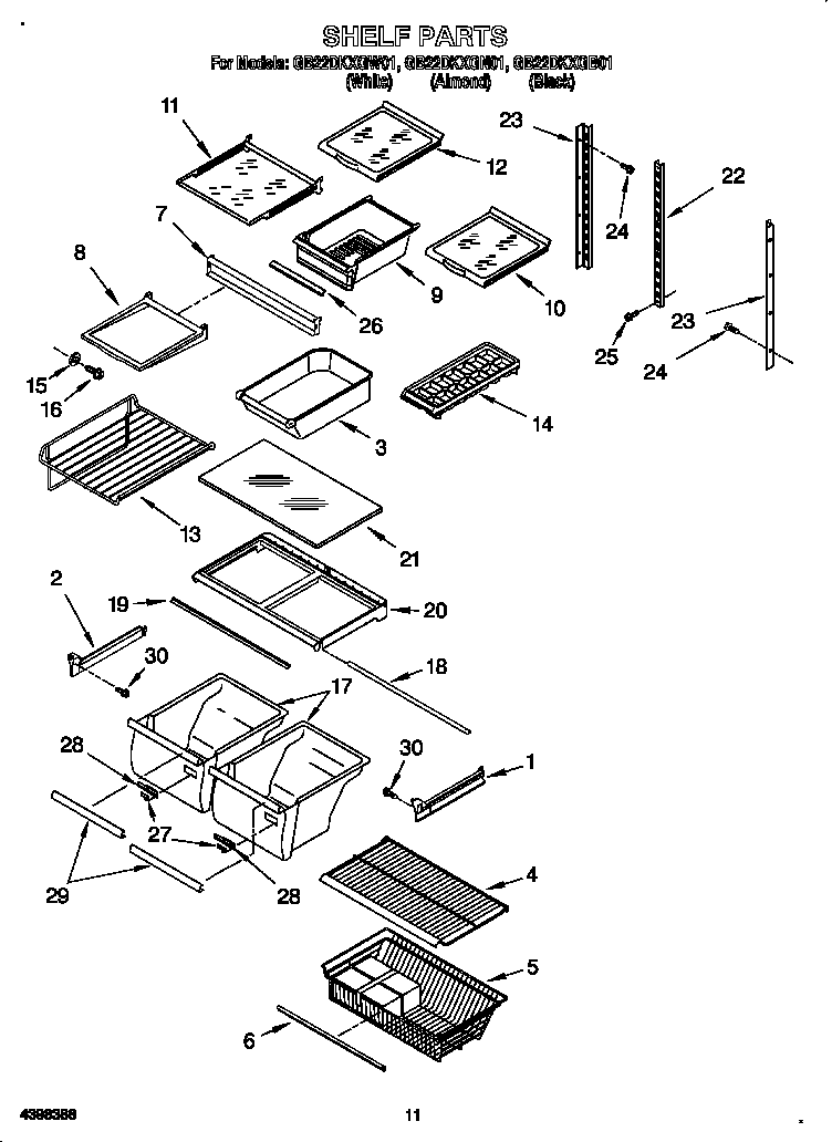 Whirlpool GB22DKXGB01 shelf diagram