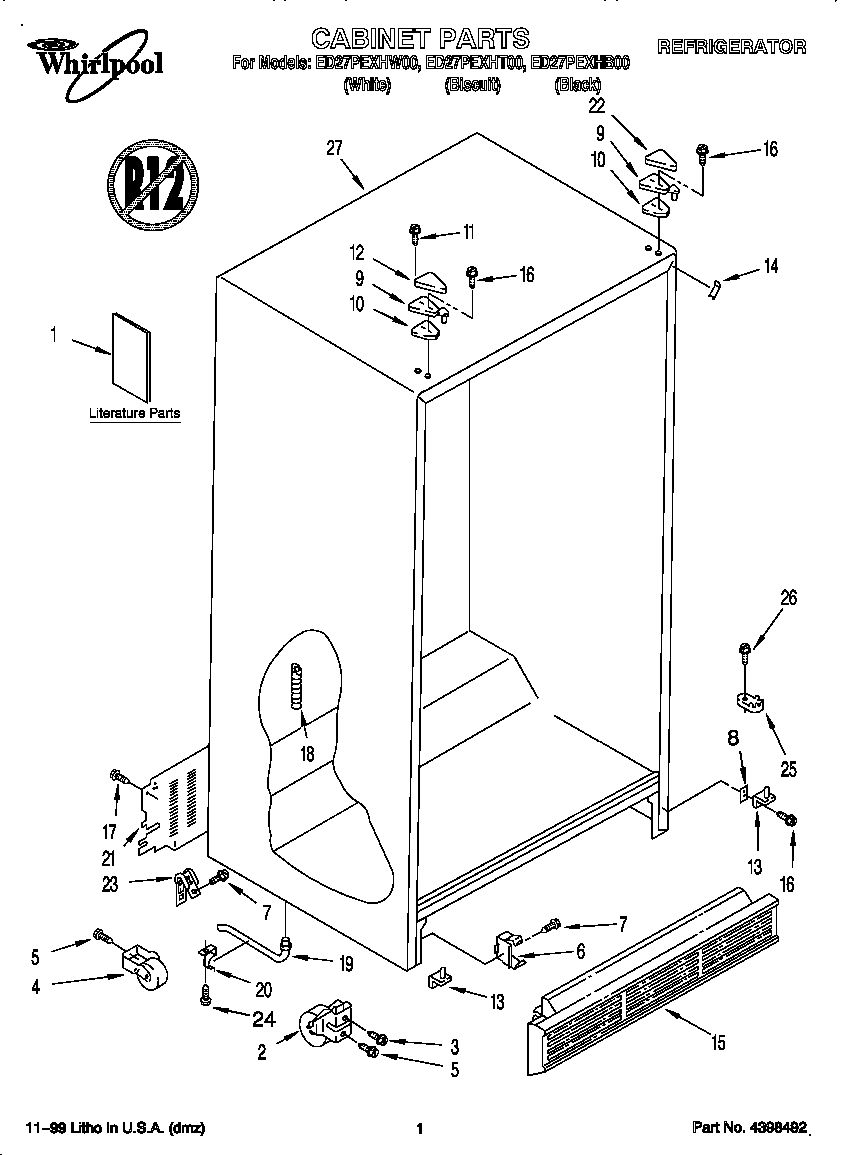 Whirlpool ED27PEXHB00 cabinet diagram