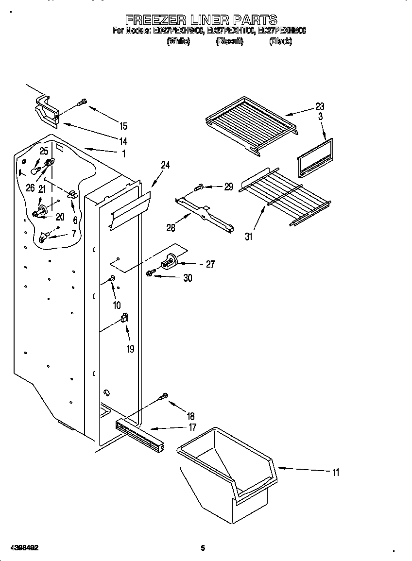 Whirlpool ED27PEXHB00 freezer liner diagram